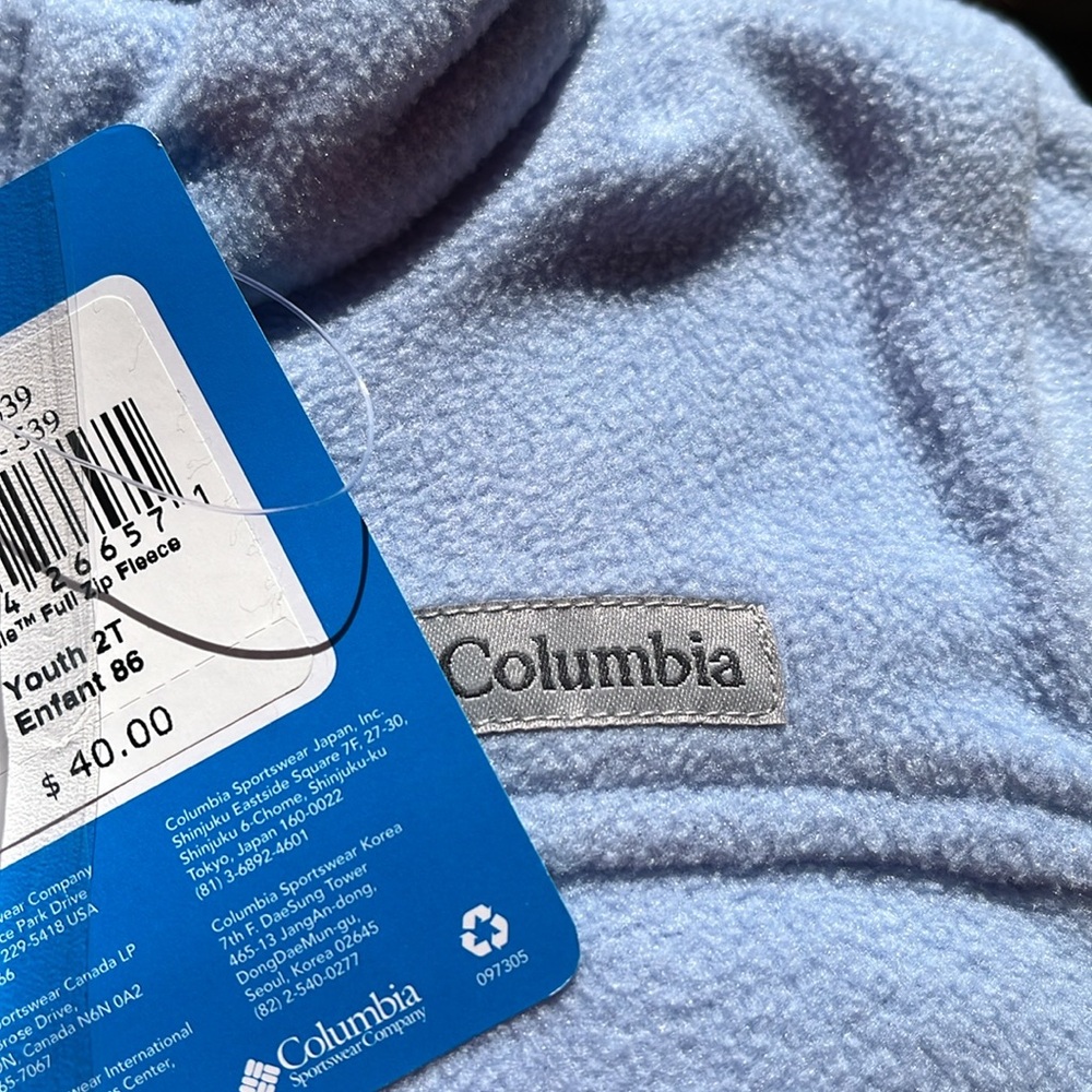 Columbia Full Zip Fleece Jacket Youth 2T Castle Dale Light Dusty Blue Pockets - Picture 8 of 8